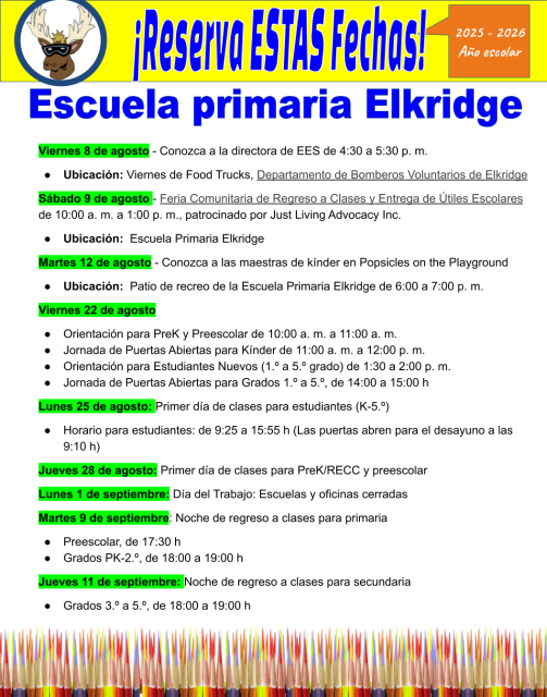 BTS 25-26 Elkridge ES Save the Dates Espanol